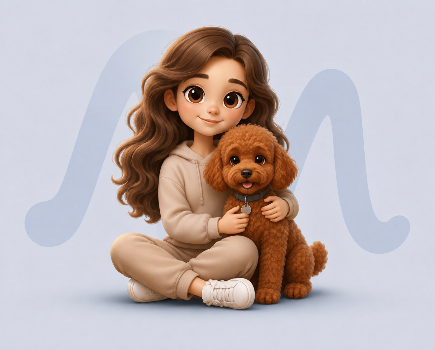 Valentina sentada com o seu cão